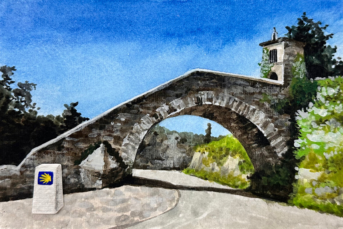 Painting of Camino de Santiago - Stairs of Portomarin 24 #13