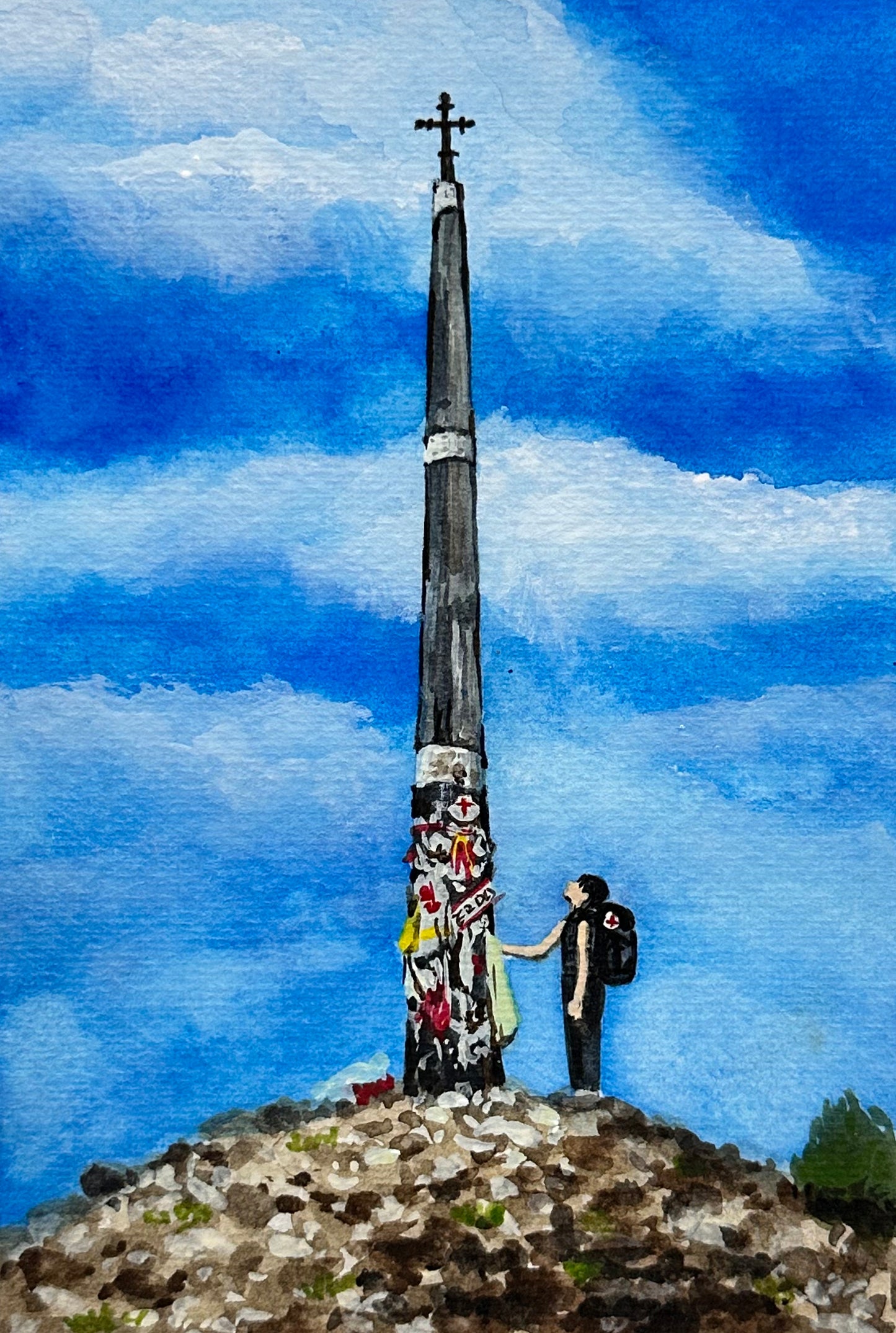 Painting of Camino de Santiago - On the Cruz de Ferro 24 #4