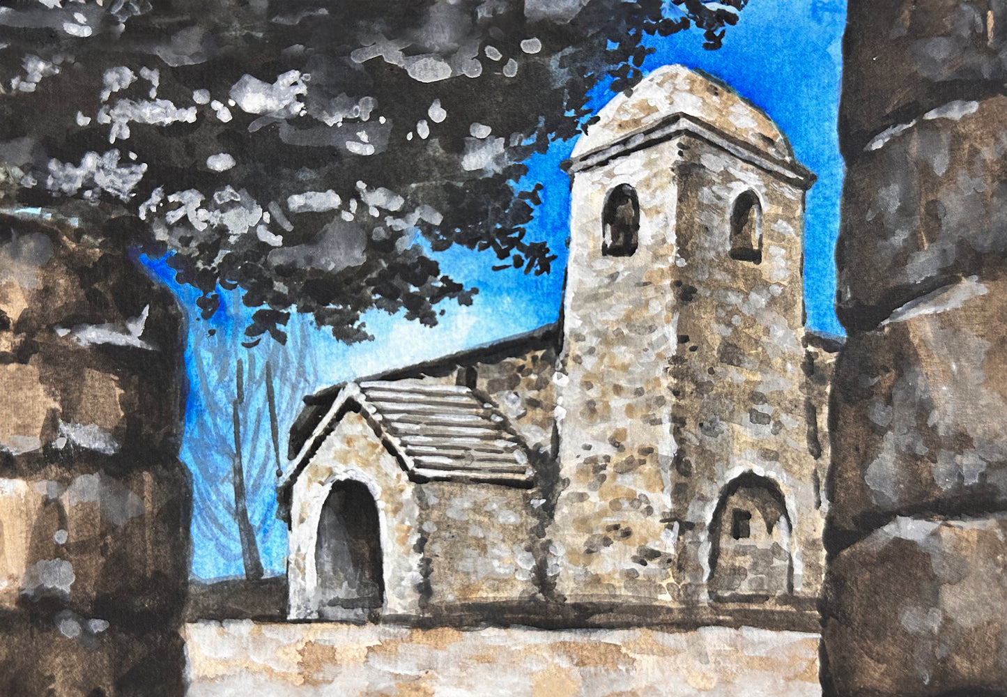 Painting of Camino de Santiago - Ocebreiro cathedral 24 #16